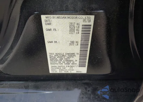 2018 Nissan Altima 2.5 Sv from USA, damaged, VIN 1N4AL3AP9JC269077